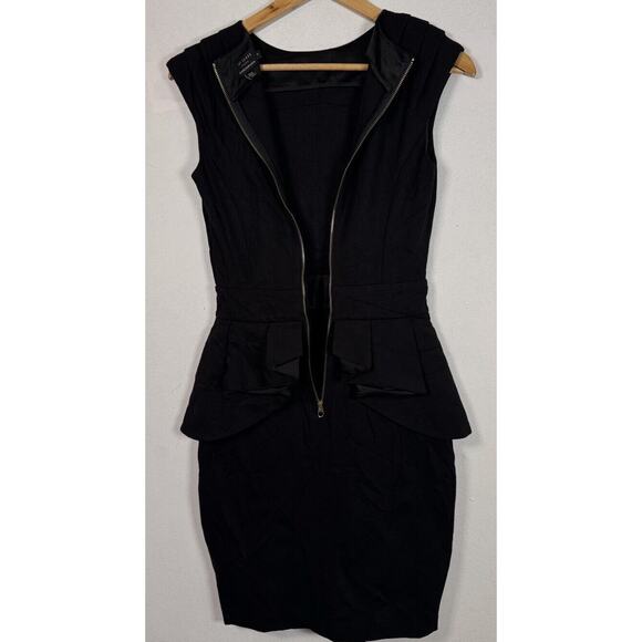 TED BAKER Judia Peplum Ruffle Bodycon Sheath Mini Dress Cocktail Black Size 1 SM - Picture 7 of 10